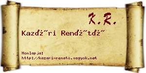 Kazári Renátó névjegykártya
